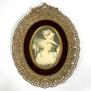Portrait Miniature Elizabeth Duchess Devonshire Victorian Gold Tone Oval Frame